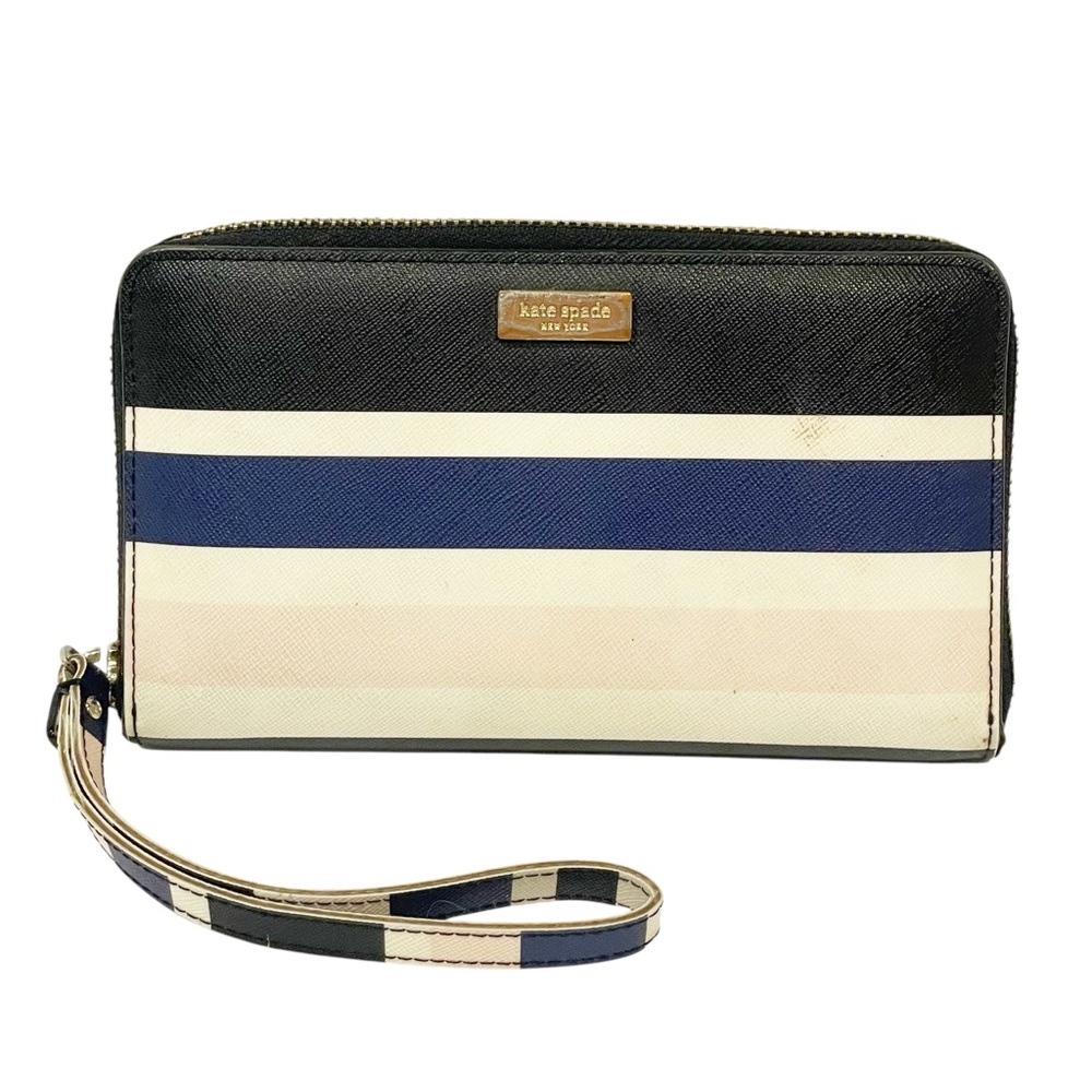 KATE SPADE Laurel‎ Way Printed Neda Continental Wallet Cruise Stripes Full Zip